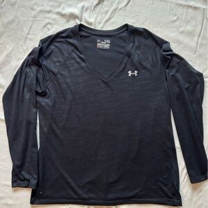 Women’s Under Armour Heat Gear Long Sleeve Top; Black; Size XL; V-Neck; Athletic